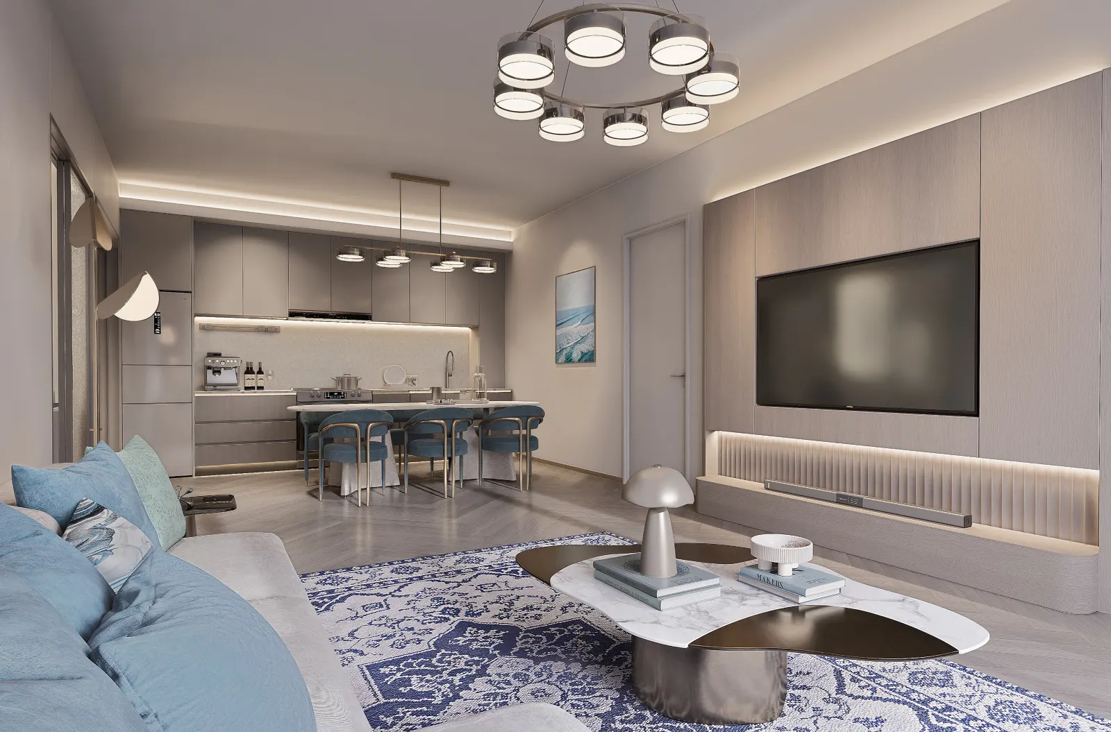 A second view of the residence living and dining space.